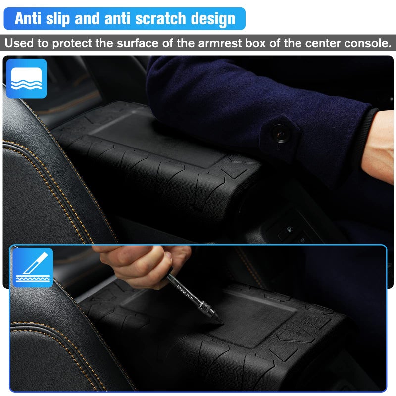 LitMiRaCle Center Console Armrest Cover Applicable to Ford Bronco 2021 2022 2023 2/4 Doors, Waterproof Car Interior Accessories Arm Rest Pad Cover Protector, Black - Image 3